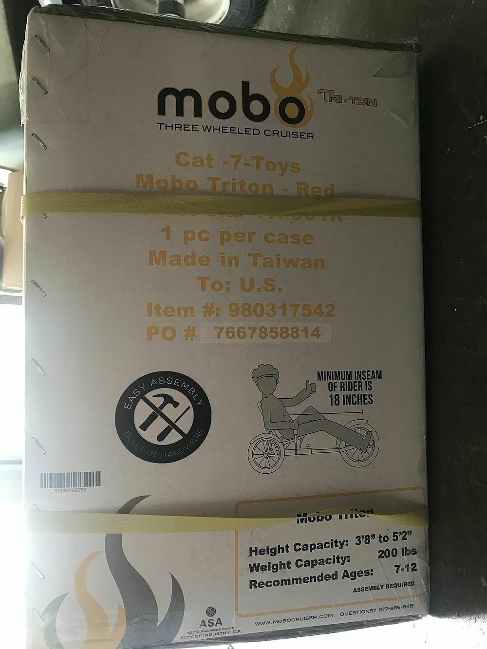 MOBO Triton Bike 3-Wheel Cruiser RED == Ages 7 - 12 == END OF SEASON SALE - Fresh Stock Dated December 2025