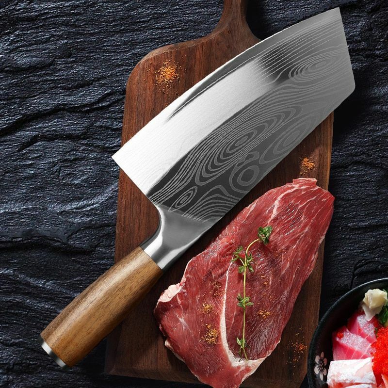 8in Kitchen Cleaver Knife Chopping Meat Butcher Stainless Steel Asian Chef Knife - Fresh Stock Dated February 2026