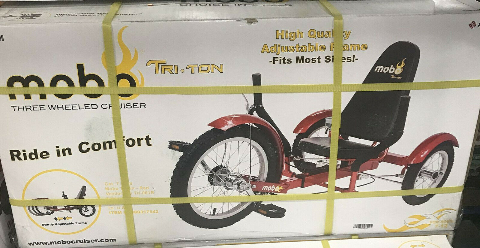 MOBO Triton Bike 3-Wheel Cruiser RED == Ages 7 - 12 == END OF SEASON SALE - Fresh Stock Dated December 2025