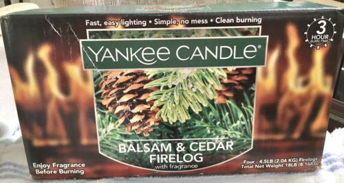 Yankee Candle 2 Balsam & Cedar Firelogs W Fragrance 4.5 Lb Each 3 Hour Burn Time - Fresh Stock Dated December 2025