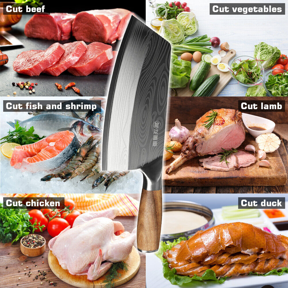 8in Kitchen Cleaver Knife Chopping Meat Butcher Stainless Steel Asian Chef Knife - Fresh Stock Dated February 2026