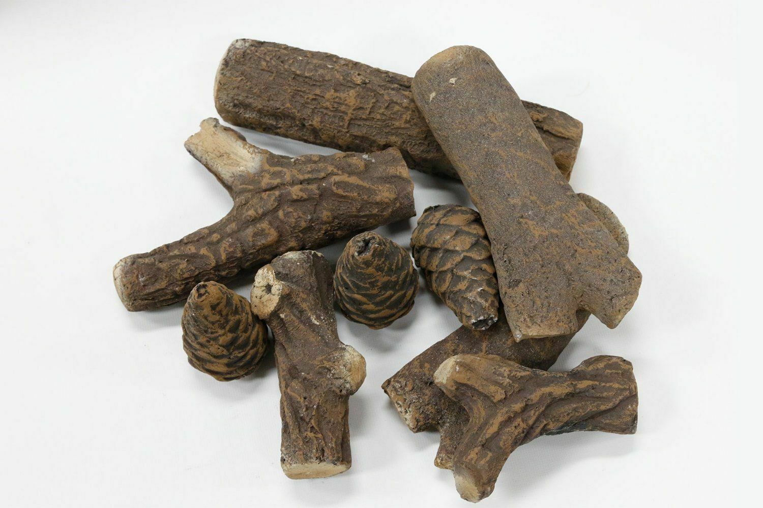 9PCS Ceramic fiber Wood Gas Log Set Fireplace Imitation Wood Propane Firepit - Fresh Stock Dated January 2026