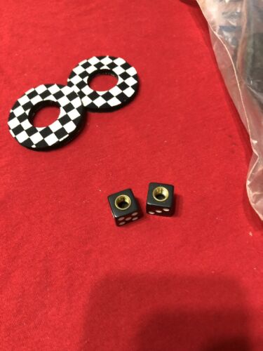 NEW AME TRI BLACK GRIPS USED DONUTS AND DICE VALVE CAPS OLD SCHOOL BMX - Fresh Stock Dated December 2025