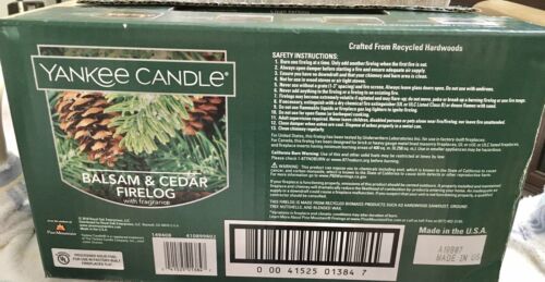 Yankee Candle 2 Balsam & Cedar Firelogs W Fragrance 4.5 Lb Each 3 Hour Burn Time - Fresh Stock Dated December 2025