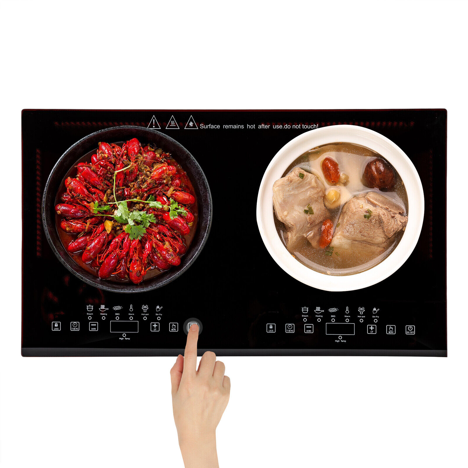 24inch Electric Cooktop 2*Burner 110V Electric Stove 1min-3H Timer Touch Control - Fresh Stock Dated February 2026