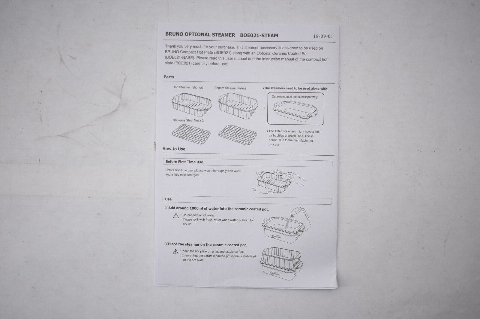 Bruno Compact Hot Plate Optional Steamer Accessory Clear Stainless Steel Net - Fresh Stock Dated February 2026