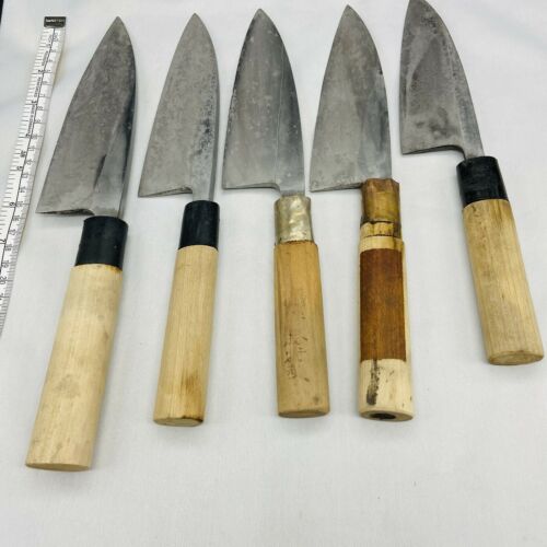 Damaged Lot of Five Japanese Chef's Kitchen Knives Deba From Japan SS747 - Fresh Stock Dated January 2026