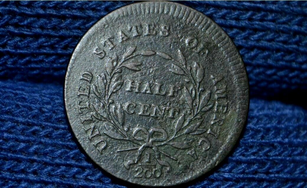1795 HALF CENT *No Pole* C-5a * Thin Planchet ** VF Details **Off-Center Reverse - Fresh Stock Dated December 2025