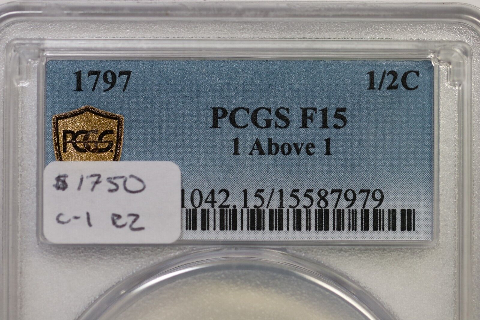 1797 C-1 R-2 PCGS F 15 1 Above 1 Liberty Cap Half Cent Coin 1/2c - Fresh Stock Dated December 2025