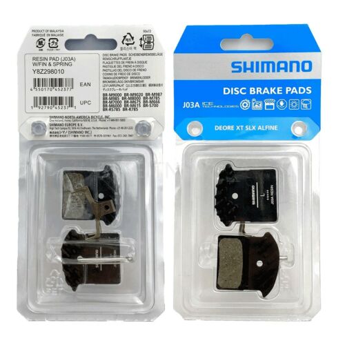 2Pr Shimano J03A Disc Brake Resin Pad w/Fin for M8100 M7100 M9000 M9020 as J02A - Fresh Stock Dated December 2025