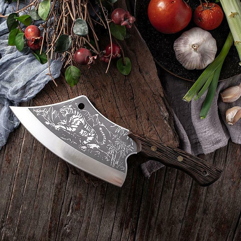 Butcher Knife Tiger Chef Kitchen Boning Meat Cleaver Stainless Steel Knife - Fresh Stock Dated January 2026