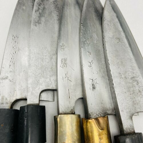 Damaged Lot of Five Japanese Chef's Kitchen Knives Deba From Japan SS747 - Fresh Stock Dated January 2026