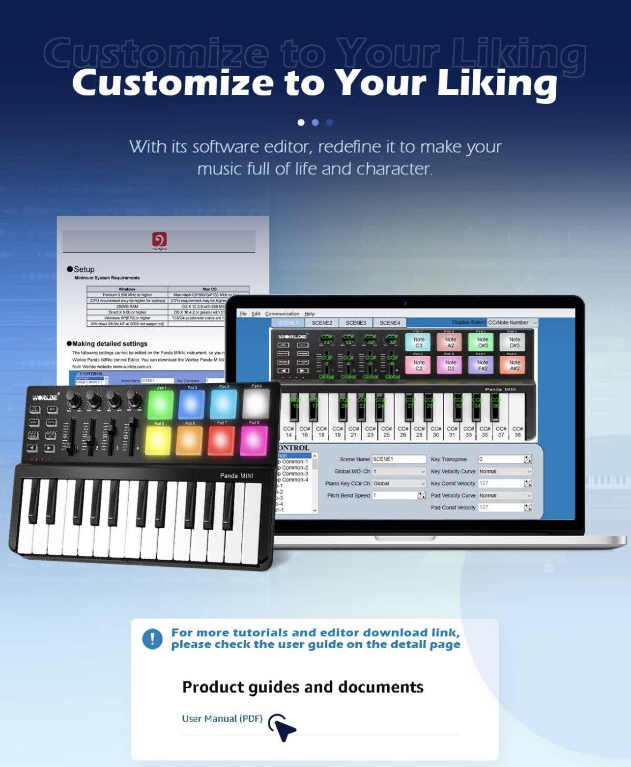 Worlde Panda Mini Black White 100mA 25 Key Portable USB MIDI Controller Keyboard - Fresh Stock Dated December 2025