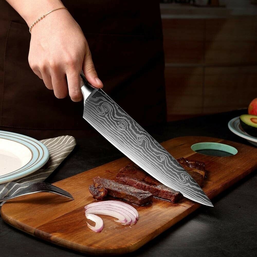 5 Pcs Kitchen Cook Knives Set Japanese Damascus Style Stainless Steel Chef Knife - Fresh Stock Dated January 2026