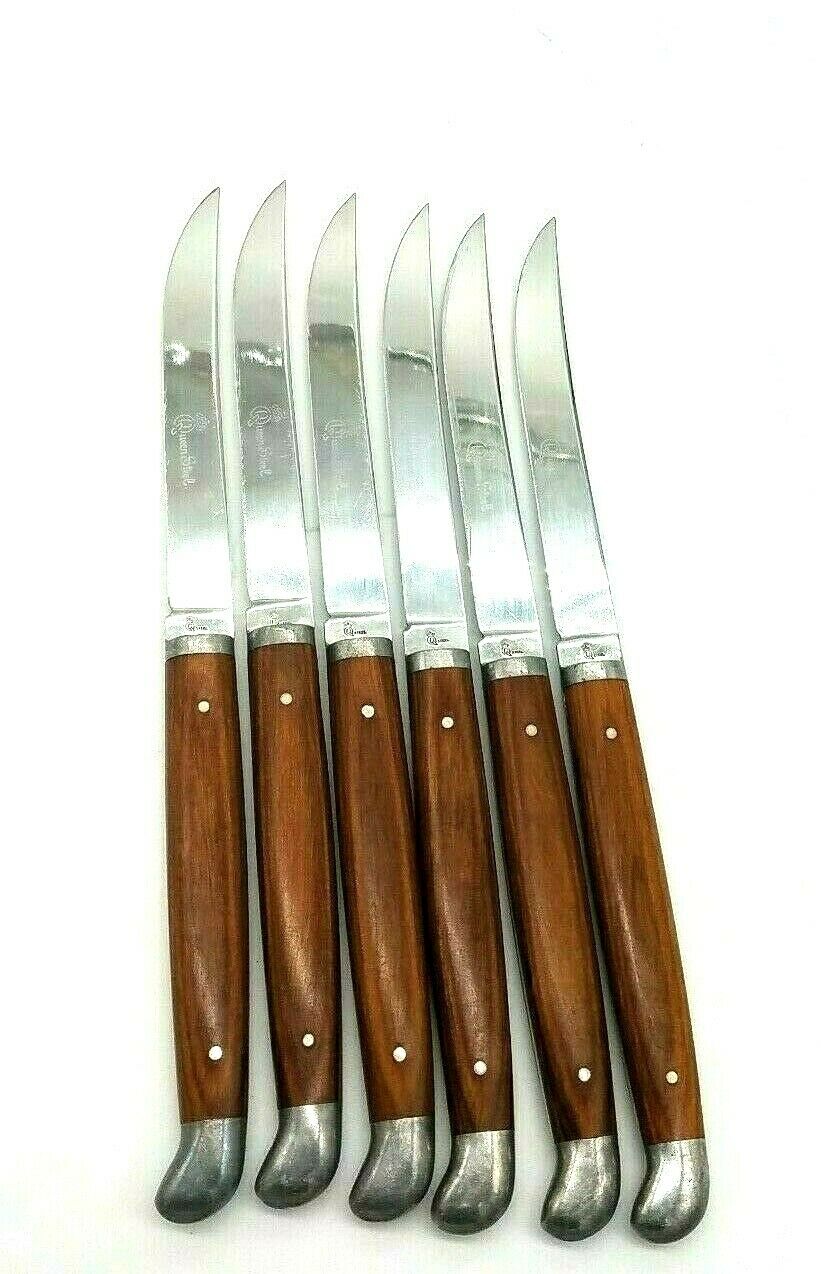 Vintage Rare Set of 6 Queen Steel Rosewood Handle Steak Knives - Fresh Stock Dated January 2026