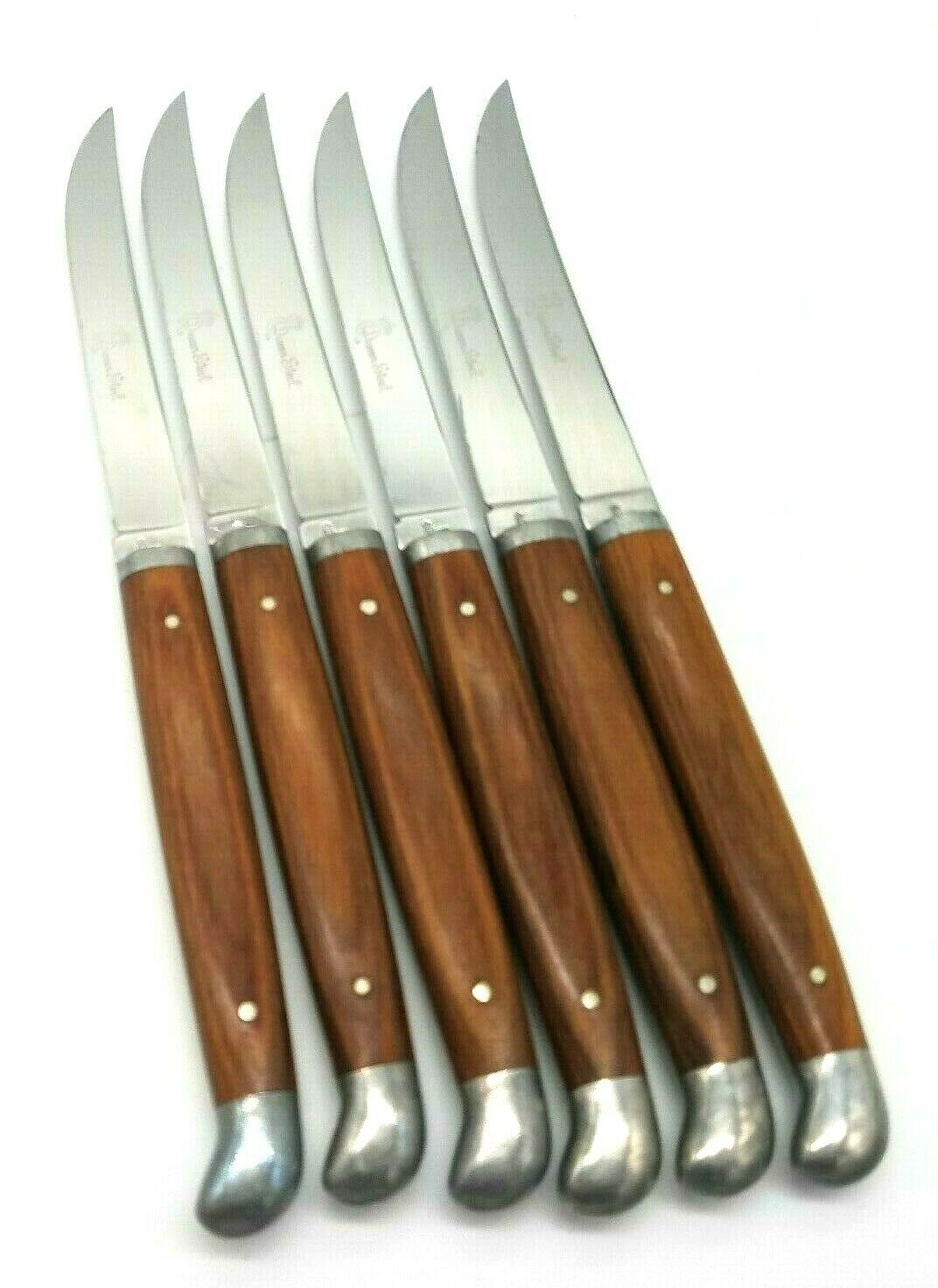 Vintage Rare Set of 6 Queen Steel Rosewood Handle Steak Knives - Fresh Stock Dated January 2026