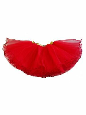 Wenchoice Girls Red Gold Shimmery Elastic Waistband Fluffy Tutu Skirt 9M-8 - Fresh Stock Dated December 2025