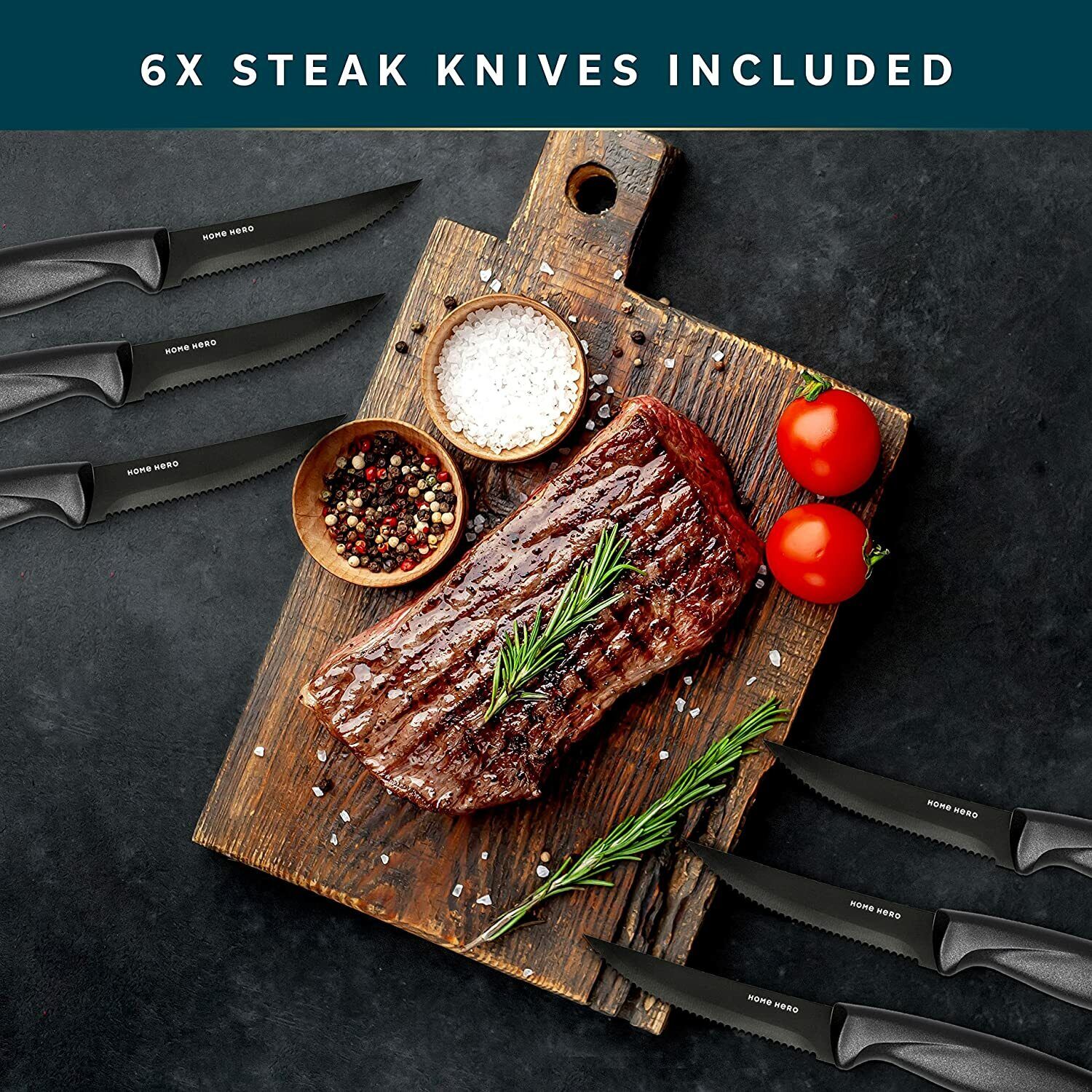 Knife Set Sharp Stainless Steel Professional Chef Cutlery Steak Kitchen Knives - Fresh Stock Dated February 2026