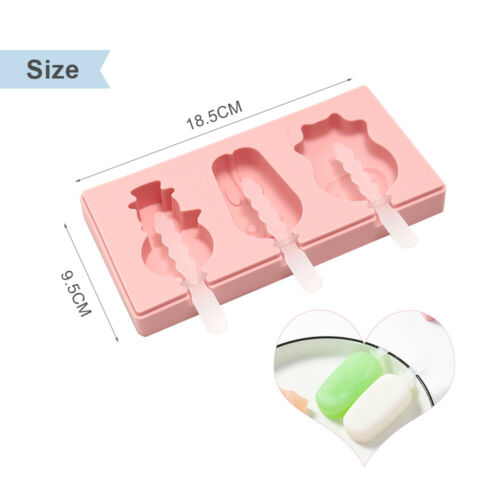 3 Pcs Homemade Popsicle Silicone with Lid, DIY Ice Cream Bar Mold Shape reusable - Fresh Stock Dated February 2026
