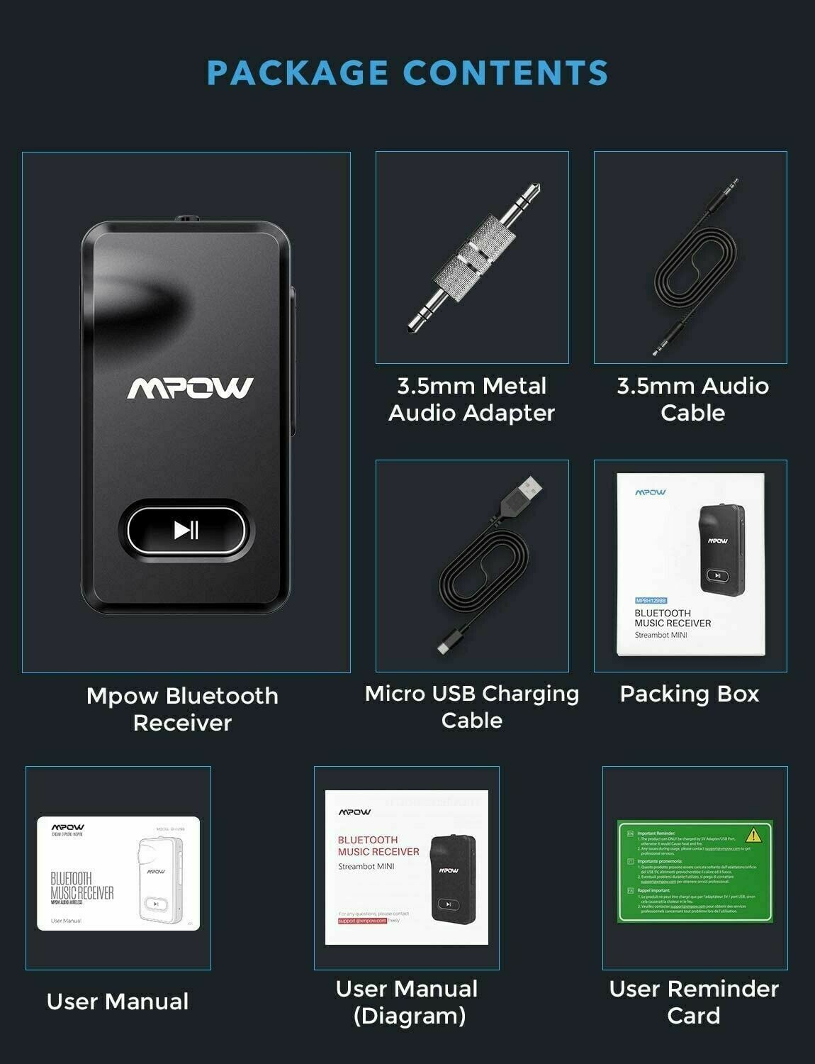 Streambot Mini Bluetooth Receiver - Free Shipping Mpow PAMPBH129BB-USAA1 - Fresh Stock Dated January 2026