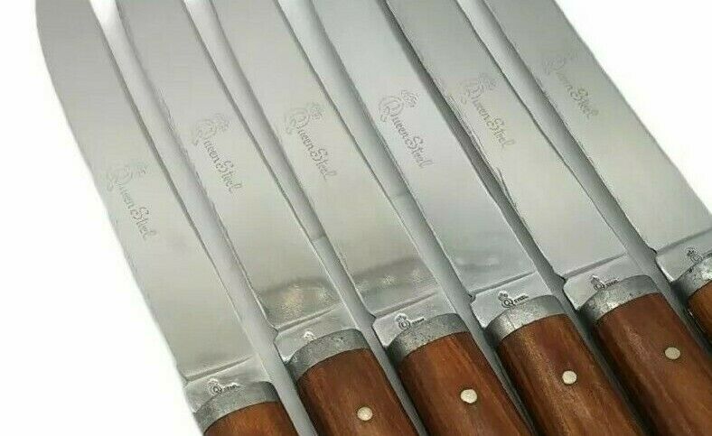 Vintage Rare Set of 6 Queen Steel Rosewood Handle Steak Knives - Fresh Stock Dated January 2026
