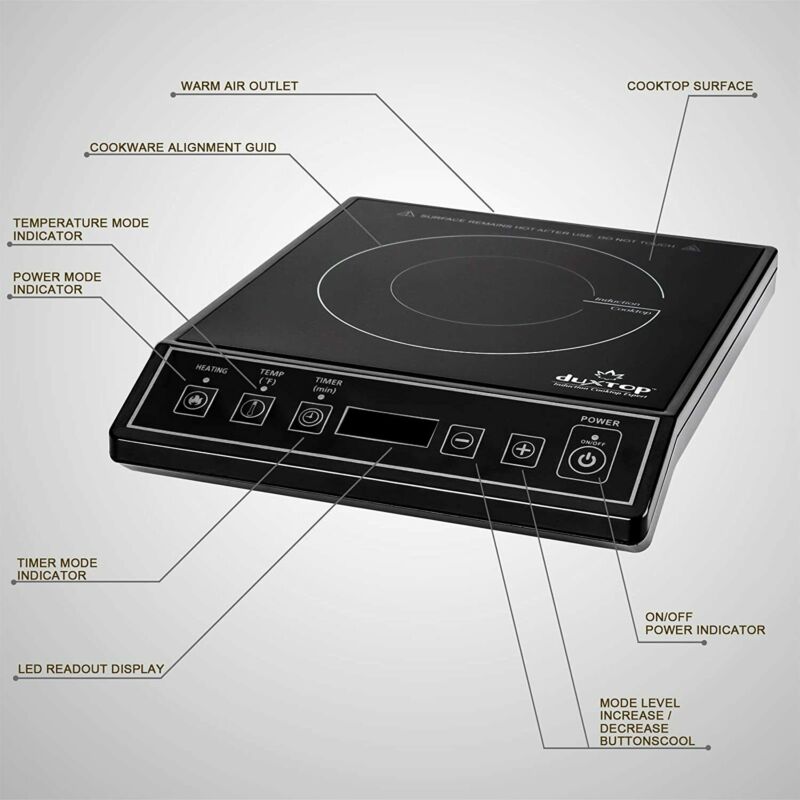 Duxtop 1800W Portable Induction Cooktop Countertop Burner, Black - Fresh Stock Dated February 2026