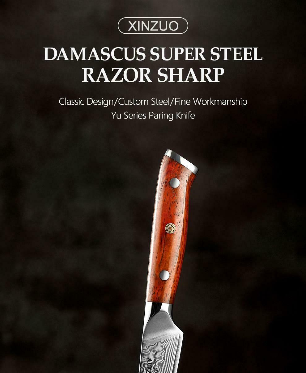3.5 Inch Paring Kitchen Knife Handmade Damascus Steel Rosewood Handle 67 Layers - Fresh Stock Dated February 2026