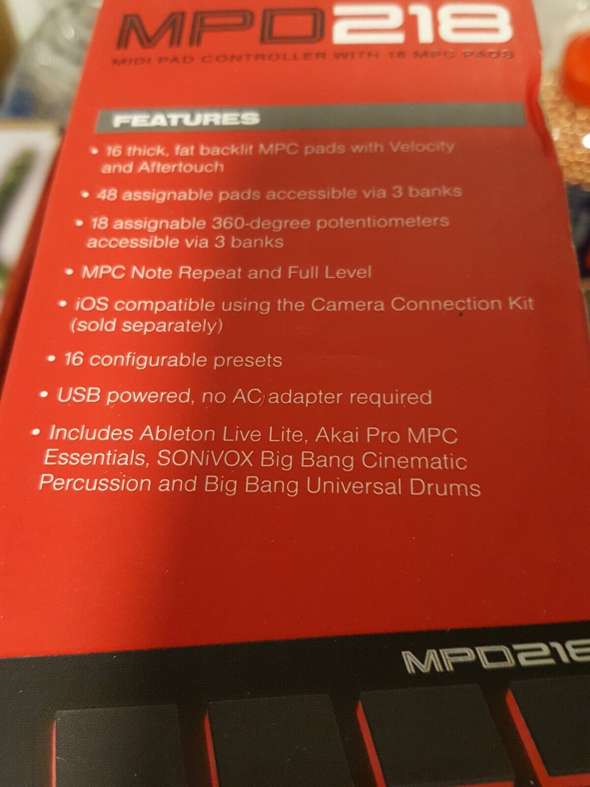 AKAI Professional Midi Pad Controller With 16 MPC Pads - MPD218 - Fresh Stock Dated December 2025