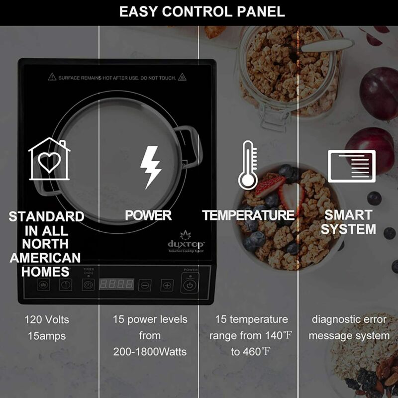 Duxtop 1800W Portable Induction Cooktop Countertop Burner, Black - Fresh Stock Dated February 2026