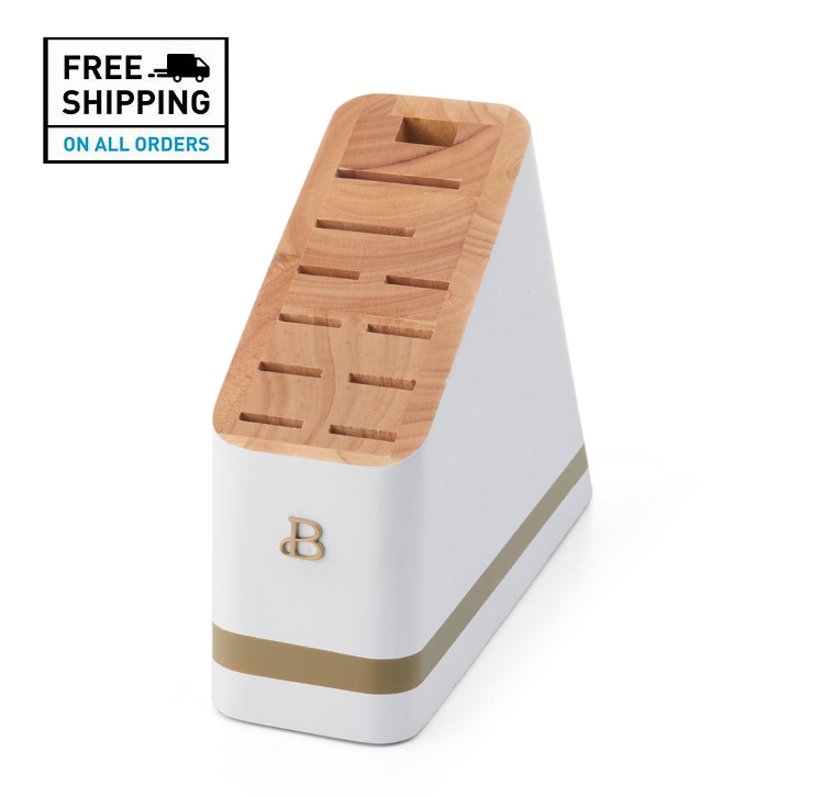 Beautiful 12-piece Kitchen Knife Block Set in White - Fresh Stock Dated January 2026