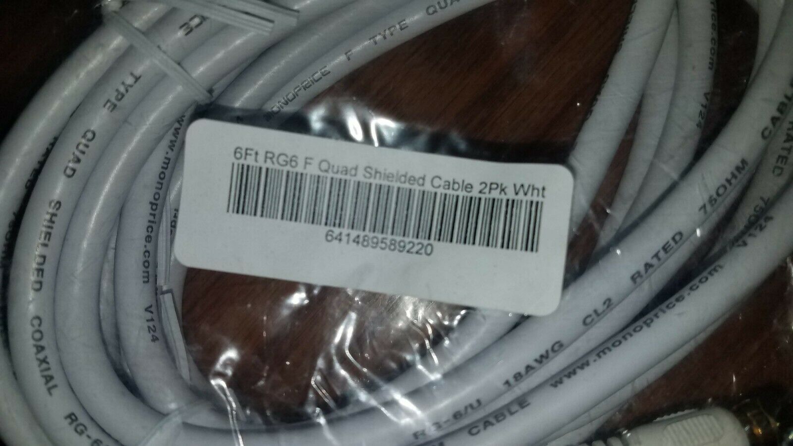 6Ft RG6 F Quad Shielded Cable 2Pk White - Fresh Stock Dated December 2025