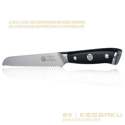 Kessaku Bread Knife Dynasty Series German HC Steel G10 Handle Full Tang, 8-Inch - Fresh Stock Dated January 2026