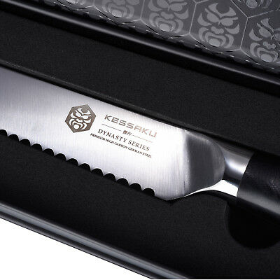 Kessaku Bread Knife Dynasty Series German HC Steel G10 Handle Full Tang, 8-Inch - Fresh Stock Dated January 2026