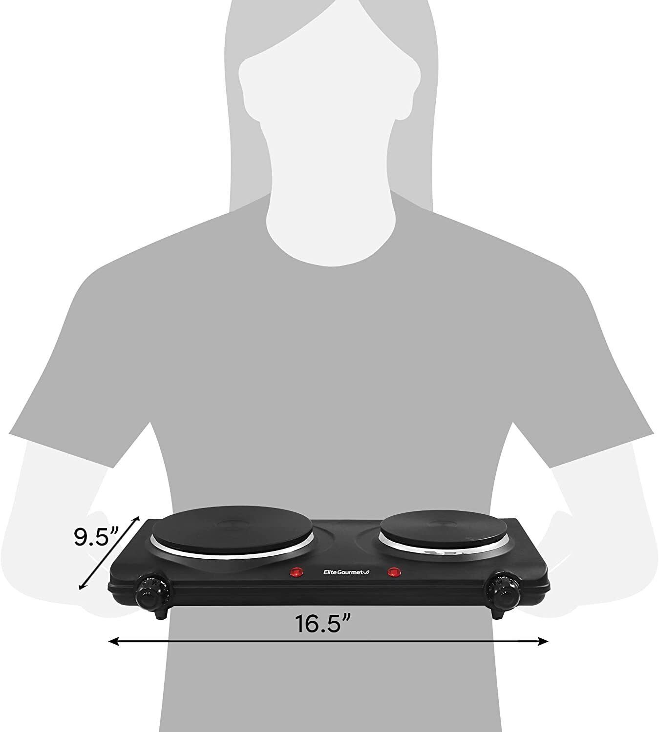 Double Cast Iron Burner 1500 Watts Electric Hot Plate Temperature Controls - Fresh Stock Dated February 2026