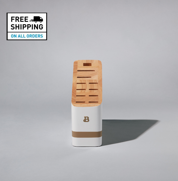 Beautiful 12-piece Kitchen Knife Block Set in White - Fresh Stock Dated January 2026