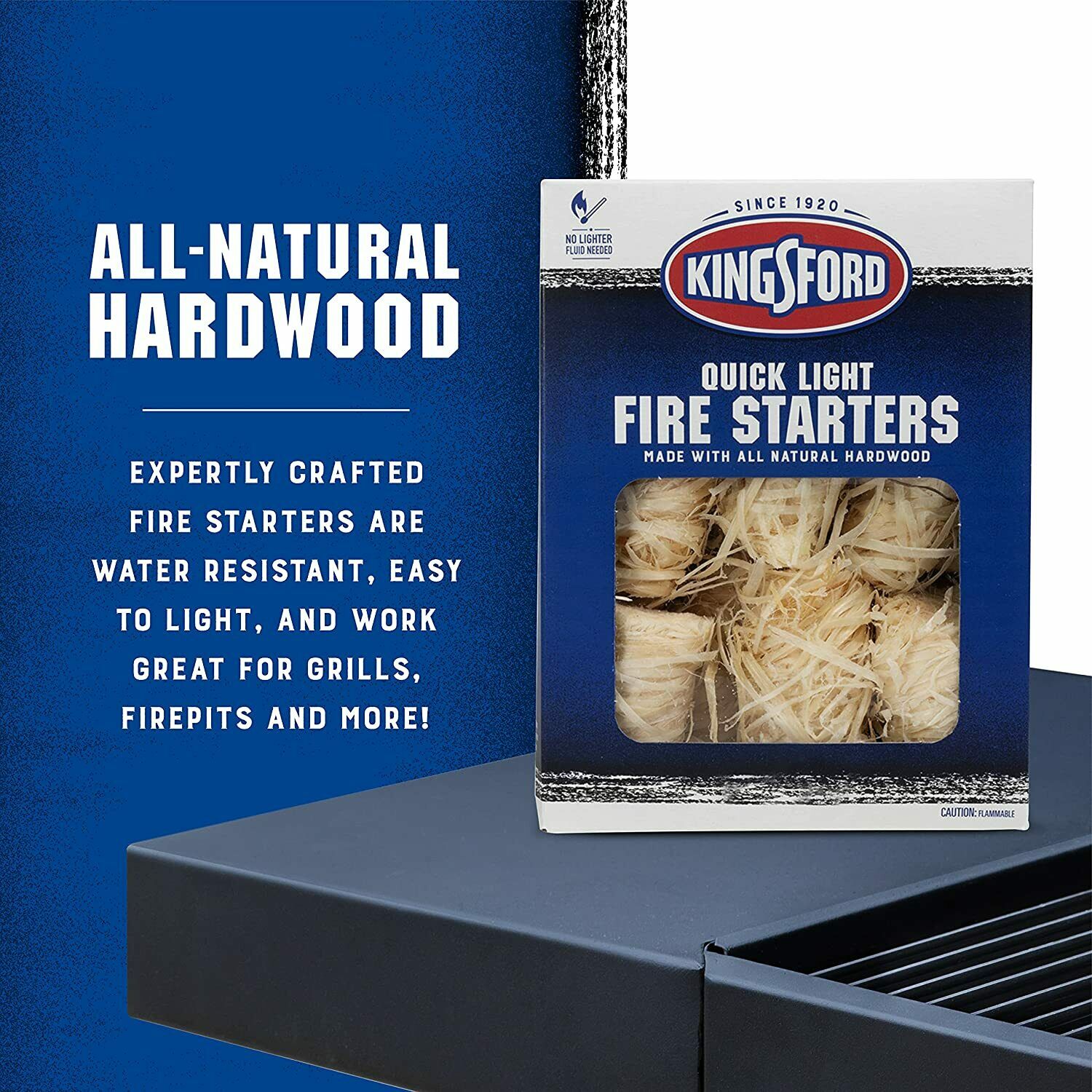 Quick Light Fire Starters Wooden Fire Starters Made with All Natural Hardwood - Fresh Stock Dated December 2025