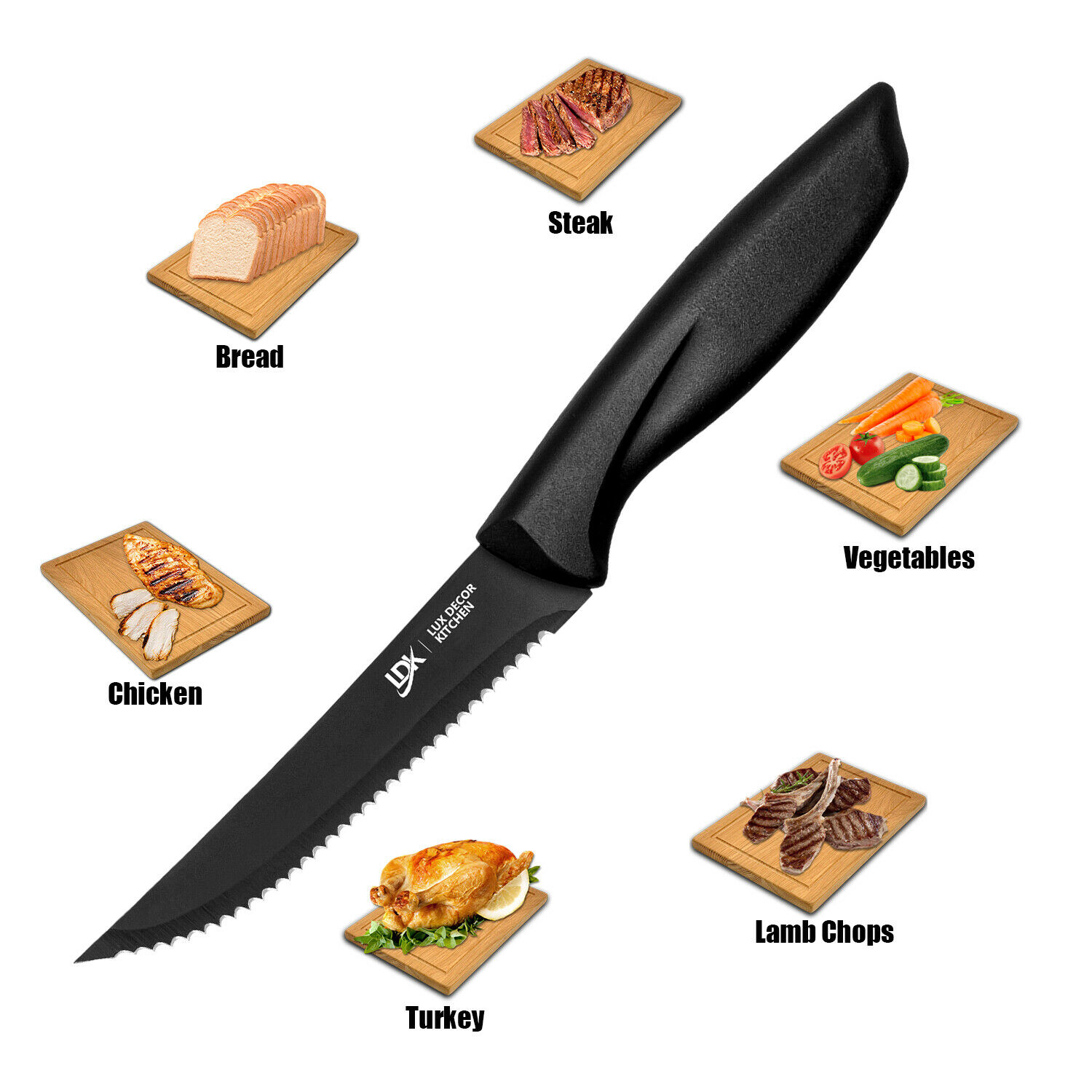 Steak Knife Set Stainless Steel Chef Cutlery Bread Pizza Knives Kitchen Tool - Fresh Stock Dated January 2026
