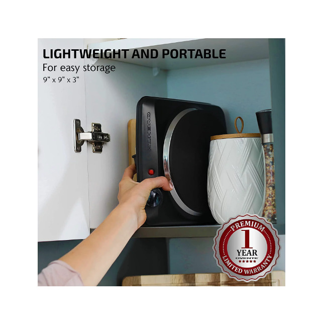 Portable Single Electric Burner Hot Plate Stove Dorm Compact Travel Counter Top - Fresh Stock Dated February 2026