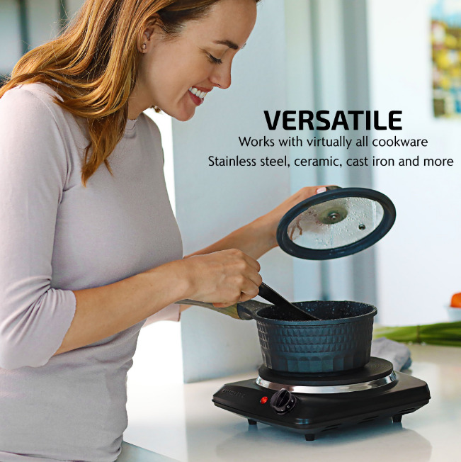 Portable Single Electric Burner Hot Plate Stove Dorm Compact Travel Counter Top - Fresh Stock Dated February 2026