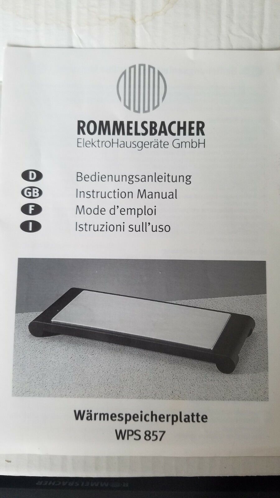 ROMMELSBACHER Warming tray Hot Plate 127v 900w Releases Heat 60 minutes w Cord - Fresh Stock Dated February 2026