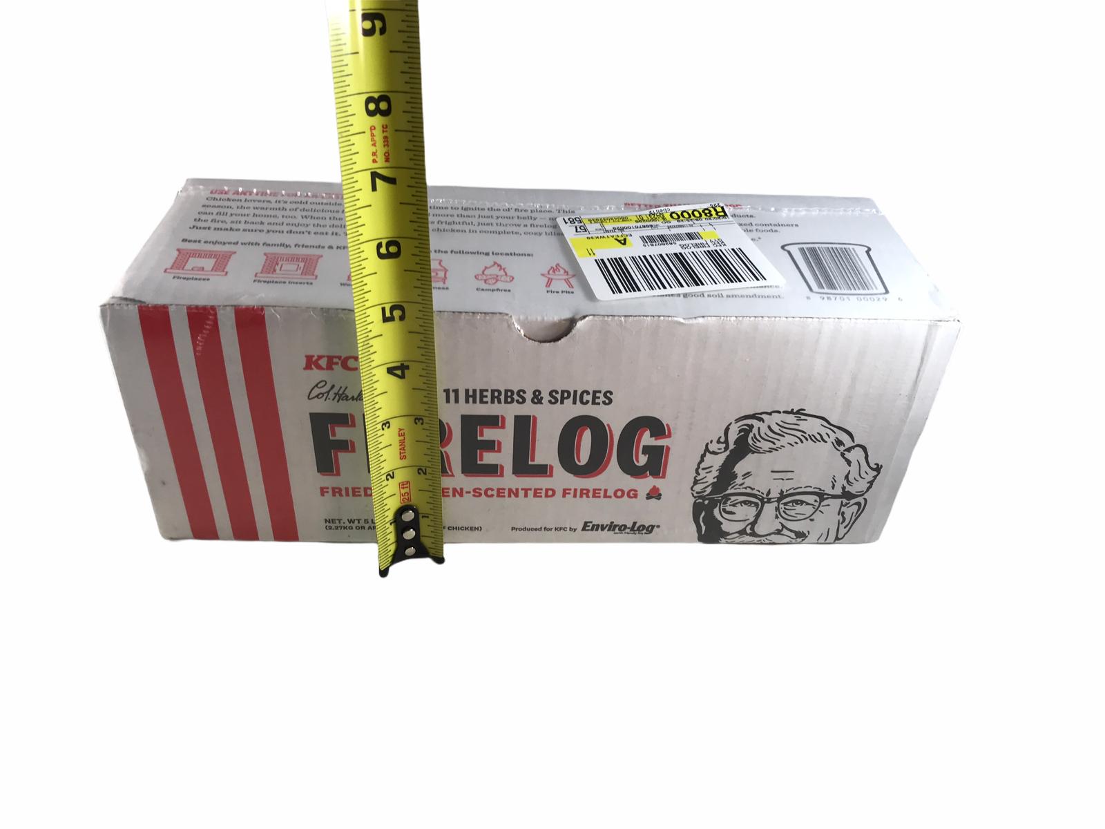 KFC Col. Harland Sanders 11 Herbs & Spices Firelog Fried Chicken-Scented Firelog - Fresh Stock Dated January 2026