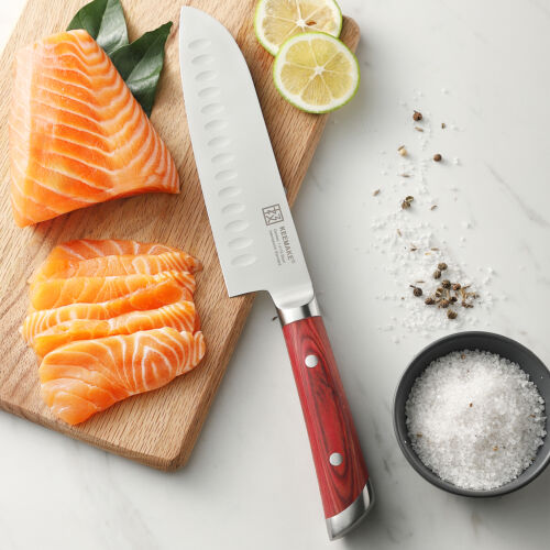 Razor sharp 7 inch santoku knife German stainless steel blade cutlery tools USA - Fresh Stock Dated January 2026