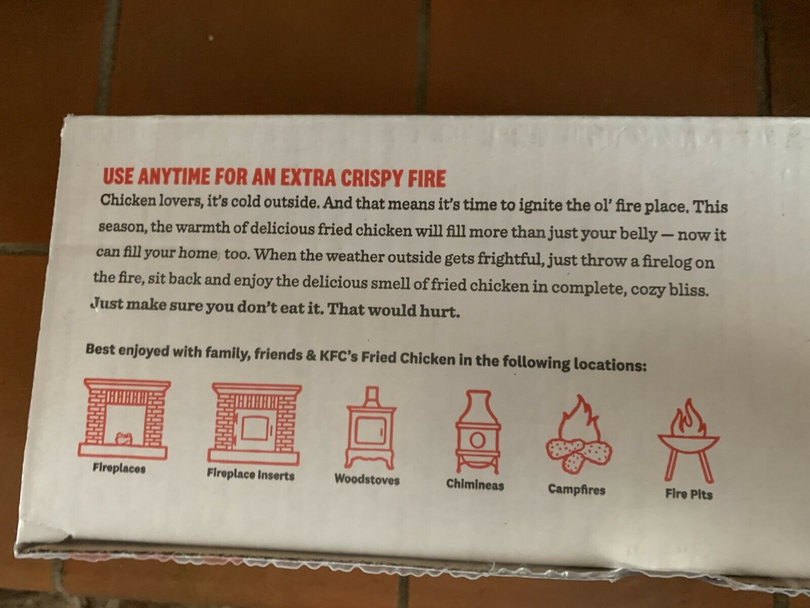 KFC Limited Edition 11 Herbs & Spices Fire Log by Enviro-Log Firelog New USA - Fresh Stock Dated December 2025