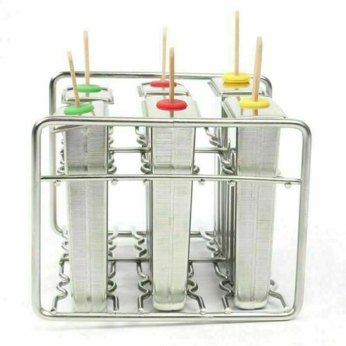 Stainless Steel Popsicle Molds and Rack - 6 Ice Pop With 50 Wooden Sticks - Fresh Stock Dated February 2026