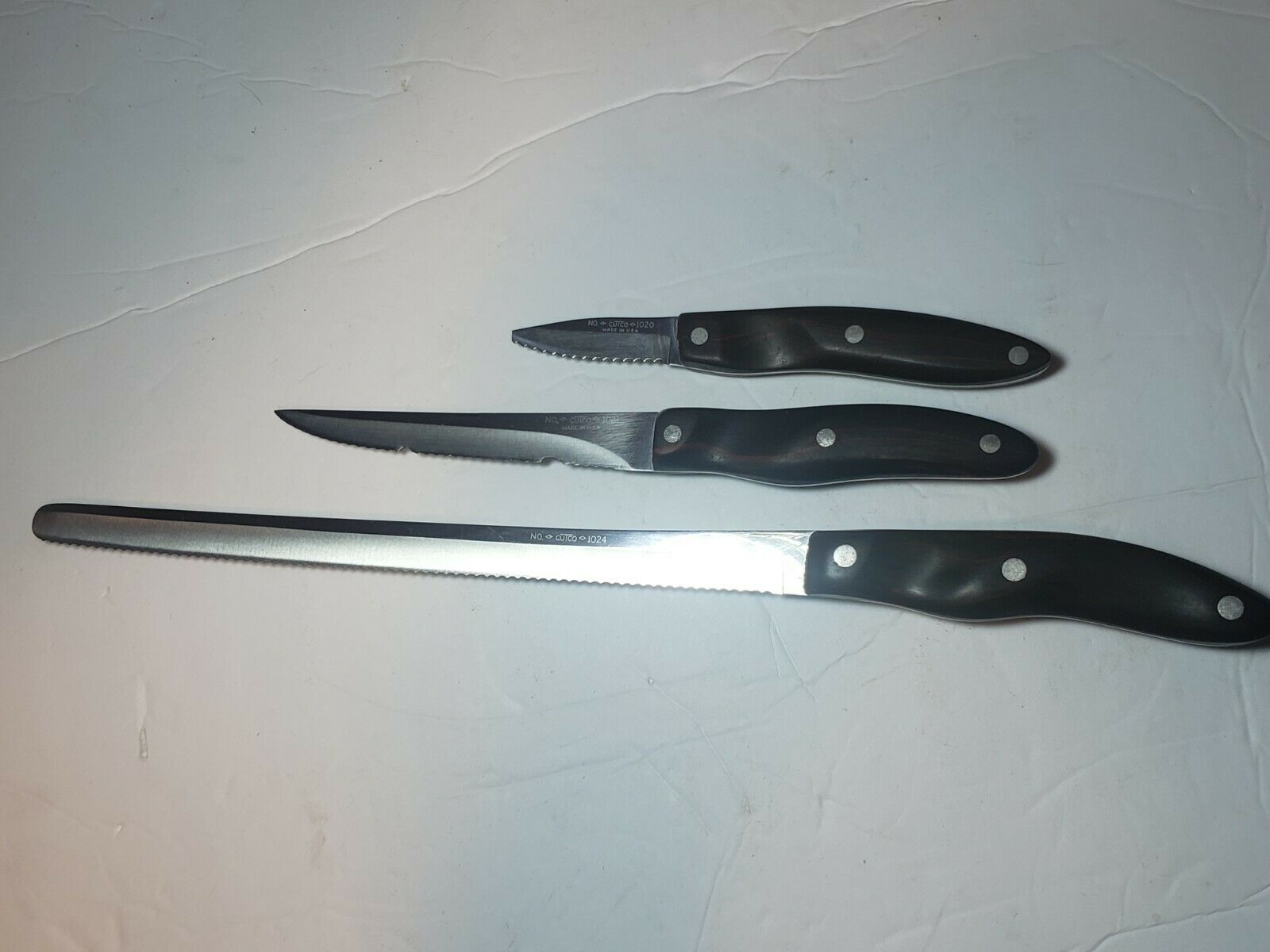 Lot of 3 Vintage Cutco Knives No 1024 1021 1020 - Fresh Stock Dated January 2026