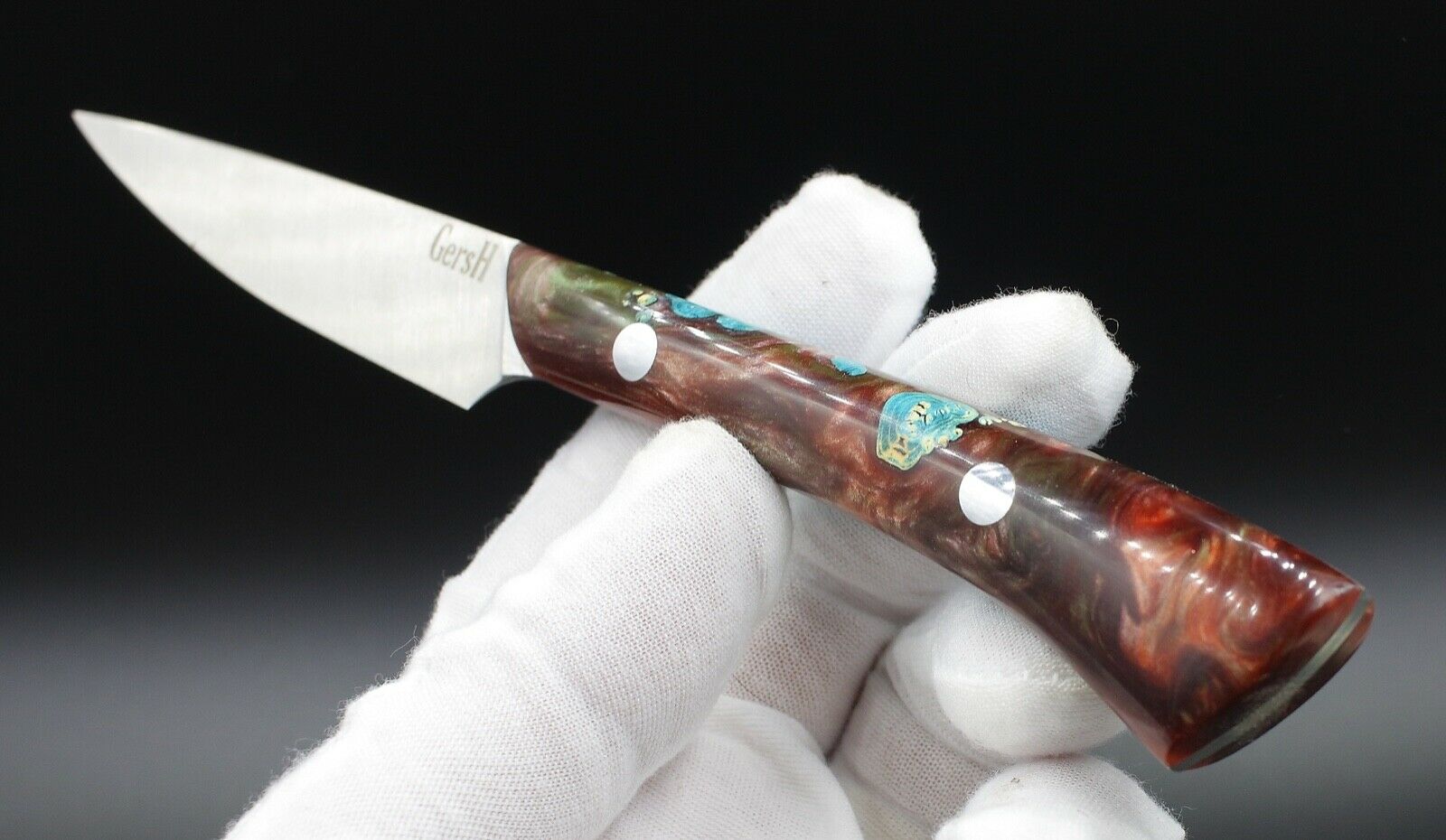 Blue Lagoon Paring - USA Made Custom Knives ELMAX Stainless Steel Custom Handle - Fresh Stock Dated January 2026