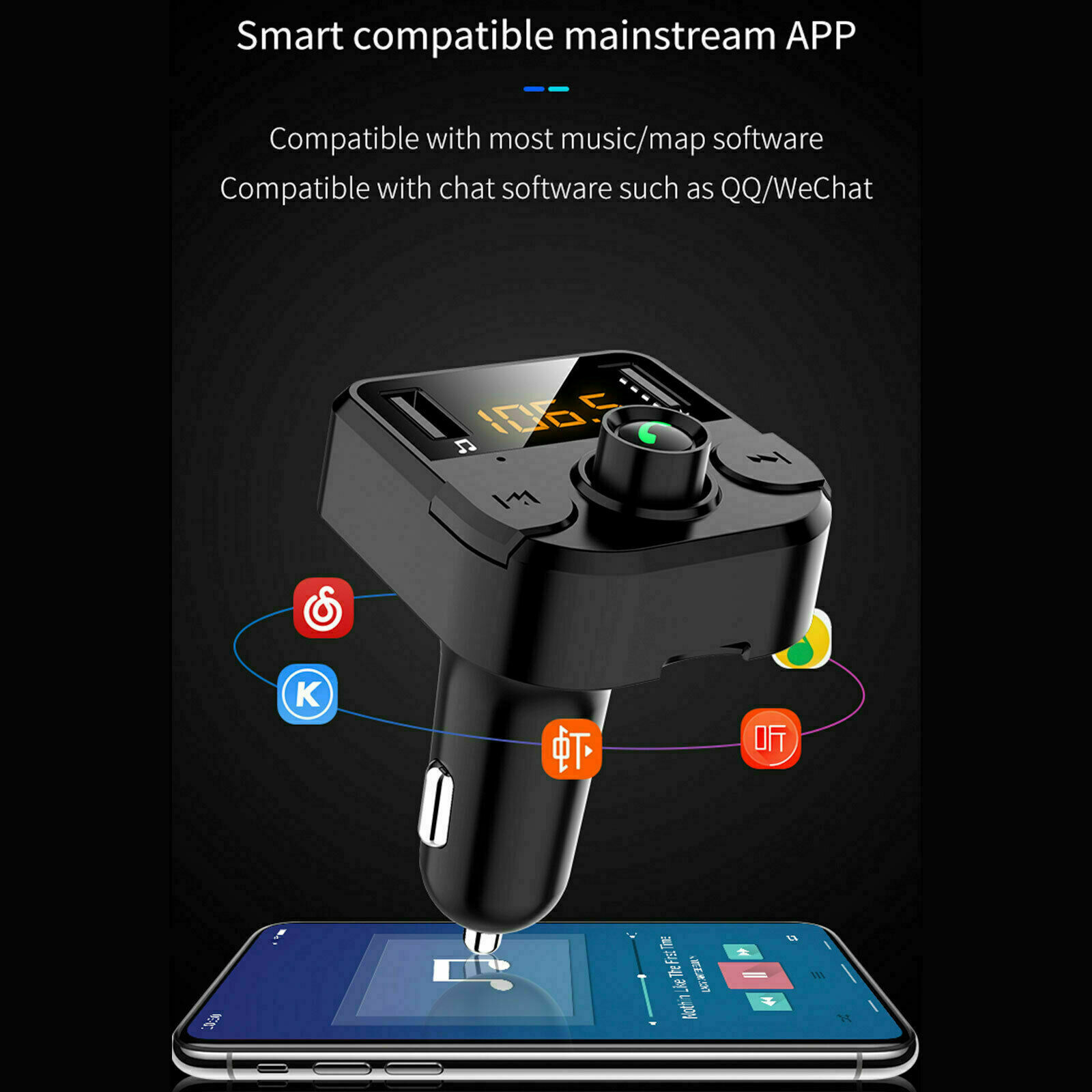 Bluetooth Car Wireless FM Transmitter MP3 Player Hands Free Radio 2 USB Charger - Fresh Stock Dated December 2025