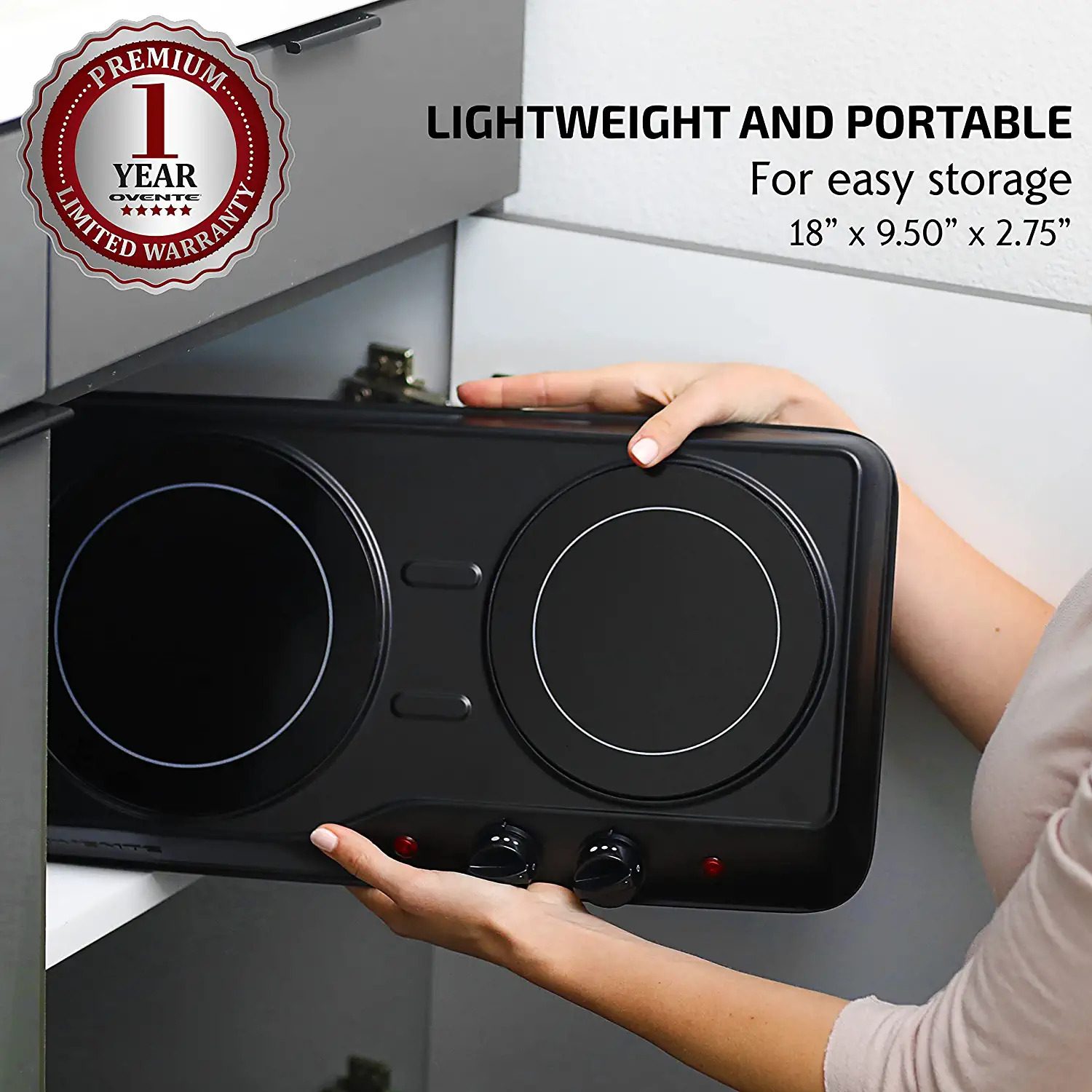 Electric Double Burner Ceramic Infrared Glass Hot Plate Cooktop Portable Stove - Fresh Stock Dated February 2026