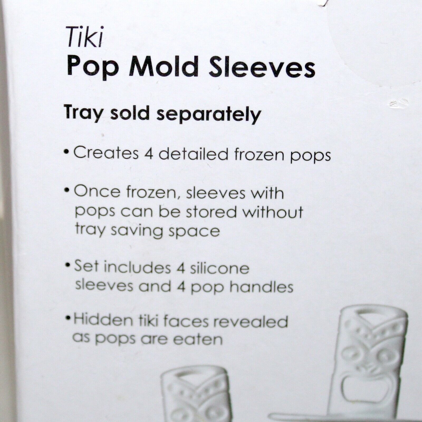 Tovolo Tiki faces Ice Pop Mold Sleeves set of 4 silicone dishwasher safe fun - Fresh Stock Dated February 2026