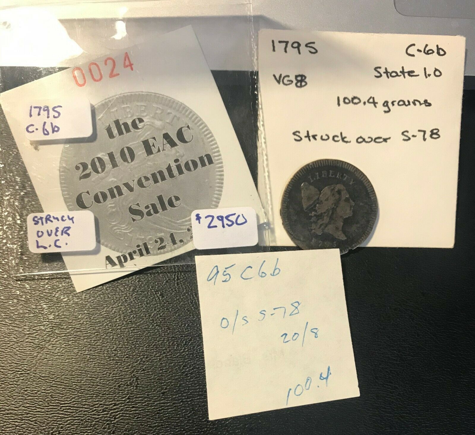 1795 C-6b R-6 Struck over Lg Cent Pl Edge Liberty Cap Half Cent Coin 1/2c - Fresh Stock Dated December 2025